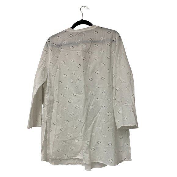 Zara Womens Blouse L Large White Embroidered Eyelet Long Sleeve 8154/303 NWT - Picture 2 of 11